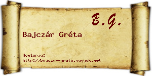 Bajczár Gréta névjegykártya